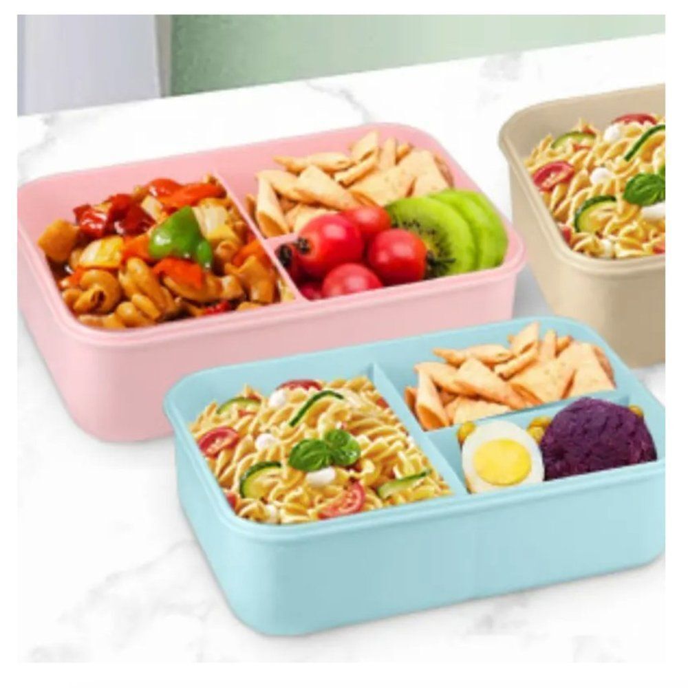 NEW Portion Control Leakproof Lunch Bento Box Microwave Safe Tableware PINK ONLY - Picture 4 of 15